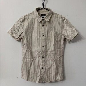 A.P.C. Rue Madame Paris Cream Striped Short Sleeve Button Down Shirt Size L